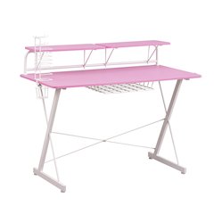 Techni Sport TS-200 Carbon Computer Gaming Desk with Shelving, Black