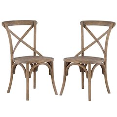 Gray Bentwood Dining Chairs with Elm Wood Finish, Comfortable Seat, Set of Two