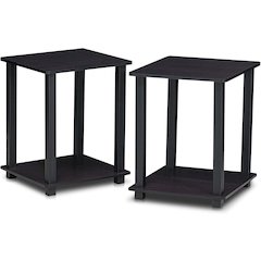 SIMPLISTIC Night Stand Set of 2, 2-Tier, Easy Assembly, Dark Walnut
