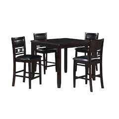 Furniture Gia 5-Piece Transitional Wood Counter Set in Ebony