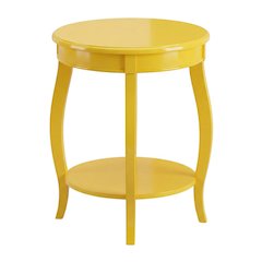Yellow Round Coffee Table with Shelf and Modern Design