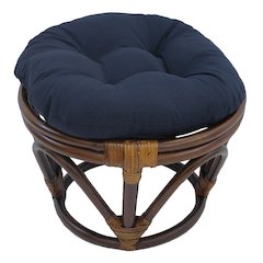 Rattan Footstool with Twill Cushion