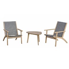 Radius 3-Piece Wood and Wicker Patio Set in Gray