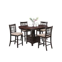 5-Piece Counter Height Dining Set, Light Chestnut Wood, Oval Table