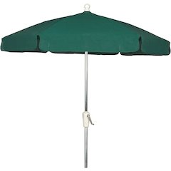 7.5' Hex Garden Umbrella 6 Rib Crank Lift In Forest Green Vinyl Coated Weave