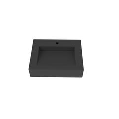Wall-Mounted Solid Surface Single Bathroom Sink with Ramp Basin in Black