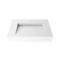 Wall-Mounted Solid Surface Single Bathroom Sink with Ramp Basin in White