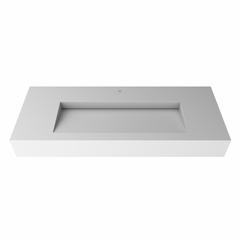 Wall-Mounted Solid Surface Single Bathroom Sink with Ramp Basin in White