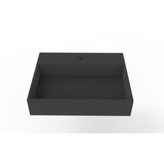 Wall-Mounted  Single Bathroom Sink with Concealed Drain Plate in Black