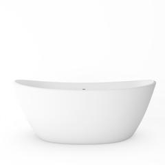Manhattan 59" Freestanding Solid Surface Soaking Bathtub in White