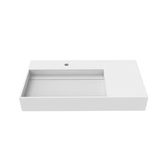 Left Basin Wall-Mounted  Single Bathroom Sink  in White
