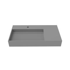 Left Basin Wall-Mounted  Single Bathroom Sink  in Gray