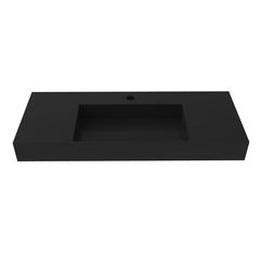 Wall-Mounted  Single Bathroom Sink with Concealed Drain Plate in Black