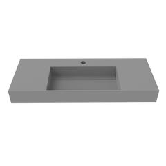 Wall-Mounted  Single Bathroom Sink with Concealed Drain Plate in Gray