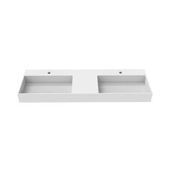 Wall-Mounted  Double Bathroom Sink with Concealed Drain Plate in White