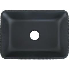 Modern Stripe Matte Black Tempered Glass Crystal Rectangular Vessel Sink