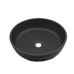 Yale Modern Leather Grain Black  Crystal Round Vessel Sink - 17 in.