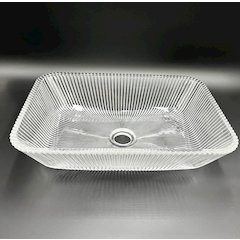 18" Decorative Square Crystal Glass Sink