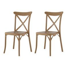 Stackable Resin Crossback Dining Chair Set of 2