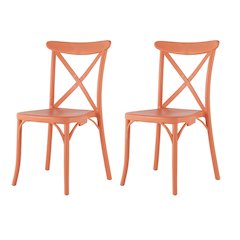 Stackable Resin Crossback Dining Chair Set of 2