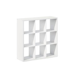 White Engineered Wood Cube Storage Organizer with 9 Open Storage Cubes