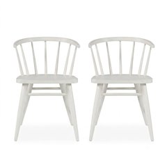 Fitz Traditional Solid Wood Curved Back Spindle Dining Chair (Set of 2)