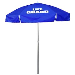 6' Vinyl Umbrella with LIFE GUARD Logo, Royal Blue