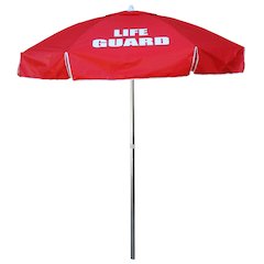 6' Vinyl Umbrella with LIFE GUARD Logo, Red