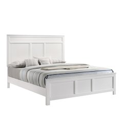 Solid Wood Bed Frame Queen Size, White Wooden Queen Bed Frame with Headboard