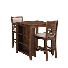 Furniture Gia Solid Wood Counter Table 2 Chairs in Cherry Brown