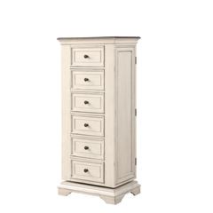 Furniture Anastasia 6-Drawer Wood Chest with Mirror in Ant White