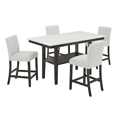 Carissa 5-Piece Wood Rectangle Counter Set in Stone