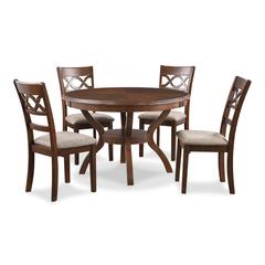 Cori 5-Piece Wood Round Dining Table Set with 4 Chairs in Cherry