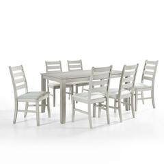 Pascal 59" Retangular Wood Dining Set with 6 Chairs in Driftwood