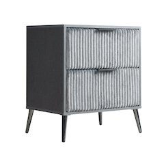 Gray Nightstand with Modern Design and Center Drawer Glide Mechanism