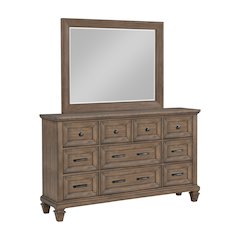 Mariana 2-Piece Wood Dresser with Mirror, Vintage Mocha