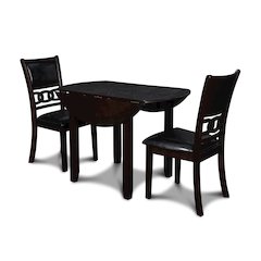 Gia 3-Piece 42" Wood Drop Leaf Dining Set, Ebony