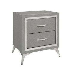 Gray Bedroom Nightstand with Full Extension Drawer Glides and Modern Design