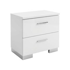 White Solid Wood Nightstand with 2 Drawers for Bedroom Decor