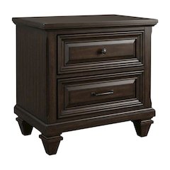 Walnut Solid Wood Nightstand with Two Drawers for Bedroom Storage