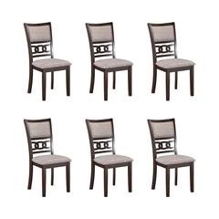 Gia Gray Wood Dining Chair with Fabric Seat (Set of 6)