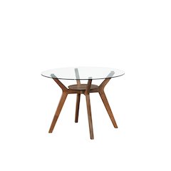 Oscar 5-Piece Wood Round Dining Table Set in Walnut/Gray