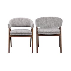 Miller Wood and Fabric Arm Chair in Walnut (Set of 2)