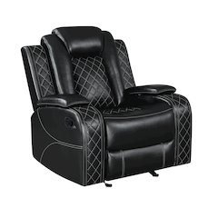 Orion II 3-Pc Faux Leather Manual Living Room Set, Black