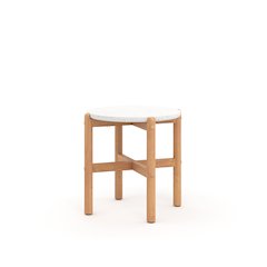 Solstice 19.4 in. Round Wood End Table with Terazzo Top