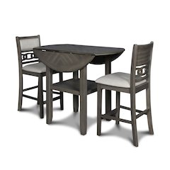 Gia 3-Piece 42" Wood Counter Drop Leaf Table Set, Gray