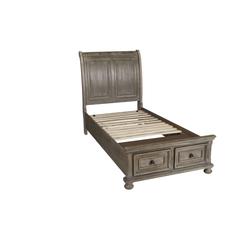 Furniture Allegra Twin Size Solid Wood Bed in Pewter