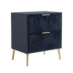 Black Bedroom Nightstand with Gold Legs and Storage Drawer