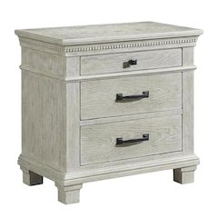 Gray Wood Nightstand with 3 Drawers and Modern Design for Bedroom Storage