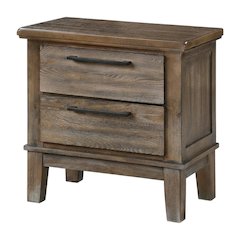 Vintage Brown Solid Wood 2-Drawer Nightstand with Classic Design